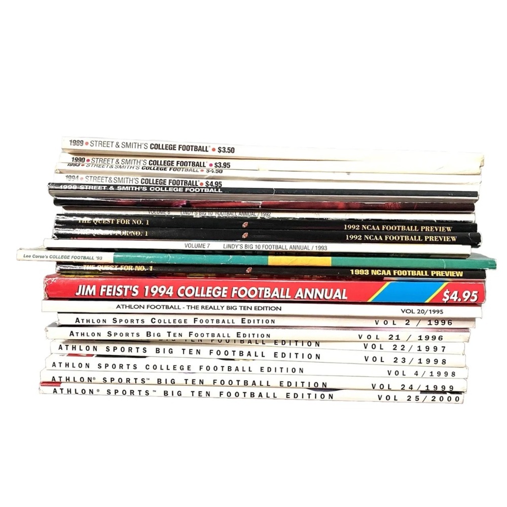 RARE 1989-2000 Mixed Lot Of 21 Athlon Big Ten Sports College Football Magazines